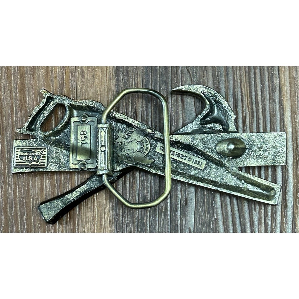 Vtg Great American‎ Buckle Co Carpenter Tools Hammer Saw Level Vintage 1981 #851 - Picture 5 of 8
